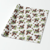 Hellbraune Kiefernzapfen Frohe Weihnachten Geschen Geschenkpapier (Ungerollt)