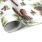 Hellbraune Kiefernzapfen Frohe Weihnachten Geschen Geschenkpapier (Rolleneckpunkt)