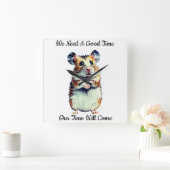 Hellbraune Maus Weißes Design - Quadratische Wanduhr (Zuhause)