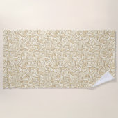 Hellbraune oder holzfarbene Wimpern, braun und wei Strandtuch (Vorderseite)