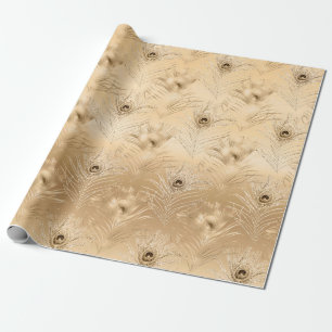 Hellbraune Pfauenfeder Deluxe Glamourös Geschenkpapier