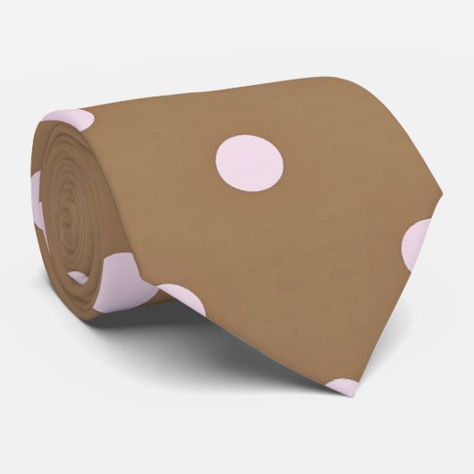Hellbraune Polka-Punkte Krawatte (Gerollt)