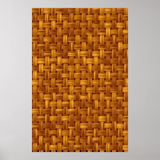 Hellbraune Stoffmuster, Korbgeflecht, Rattan Poster (Vorne)