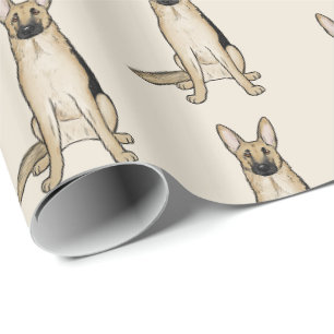 Hellbraune und schwarze Deutsche-Schaferhund-Hunde Geschenkpapier