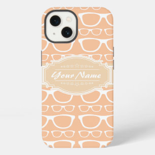 Hellbraune und weiße Geek-Brille personalisiert iPhone 13 Hülle
