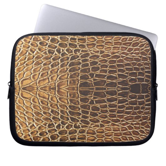 Hellbrauner Alligatorlederdruck Laptopschutzhülle (Vorderseite)