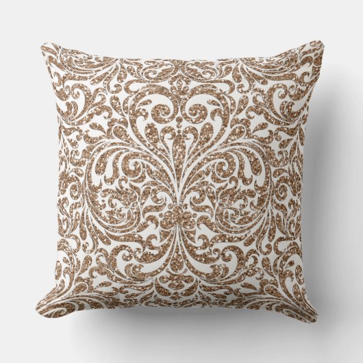 Hellbrauner Glitzer Reversible Kissen Elegante (Vorderseite)