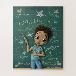 Hellbrauner Junge und positive Worte Puzzle