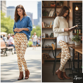 Hellbraunes diagonales Karomuster, dezente Webart Leggings