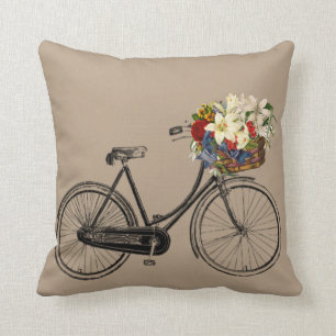 Hellbraunes Fahrrad-Blume   Throwkissen Kissen
