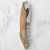 Hellbraunes falsches Holz-Monogramm Kellnermesser (Rückseite)