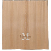 Hellbraunes Holzkorn Custom Monogram Duschvorhang (Vorderseite)