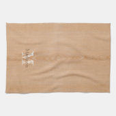 Hellbraunes Holzkorn Custom Monogram Geschirrtuch (Horizontal)