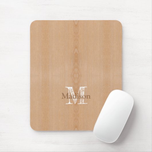 Hellbraunes Holzkorn Custom Monogram Mousepad (Mit Mouse)