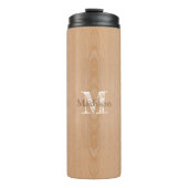 Hellbraunes Holzkorn Custom Monogram Thermosbecher (Vorderseite)