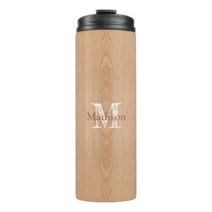 Hellbraunes Holzkorn Custom Monogram Thermosbecher