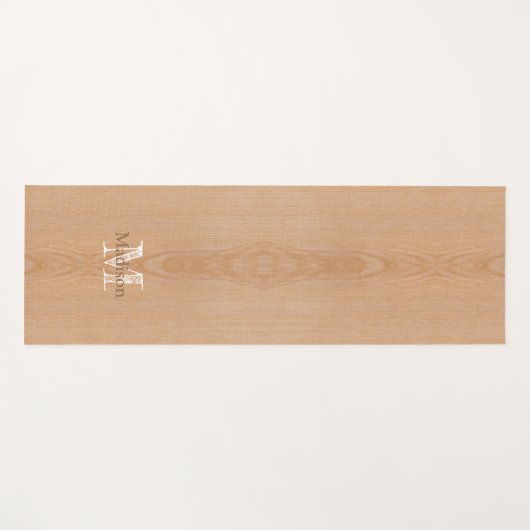 Hellbraunes Holzkorn Custom Monogram Yogamatte (Vorderseite (Horizontal))
