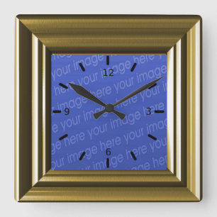Hellbraunes Imitat-Holz addiert Ihr eigenes Foto Quadratische Wanduhr