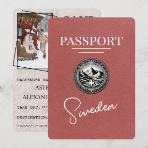 Hellburgunder Schweden Reisepass Save The Date