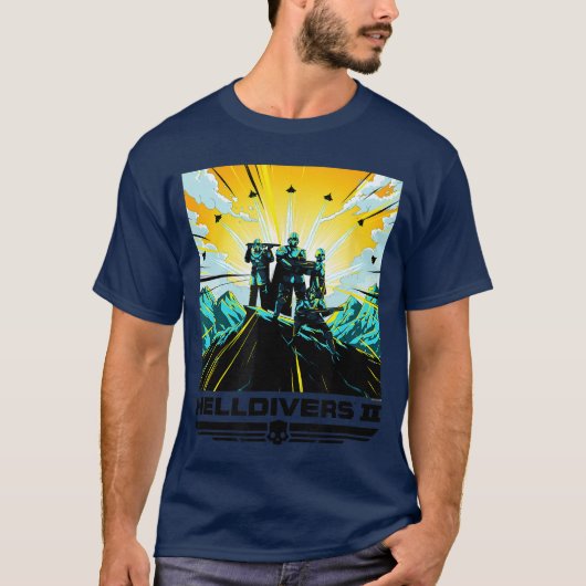 Helldivers 2 Farbige Sony PlayStation Videospiel T-Shirt (Vorderseite)