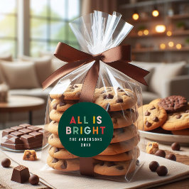 Helle 1 Foto Grün Spaß Moderne Weihnachtsfamilie Runder Aufkleber