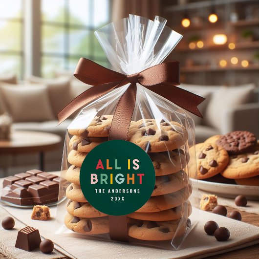 Helle 1 Foto Grün Spaß Moderne Weihnachtsfamilie Runder Aufkleber