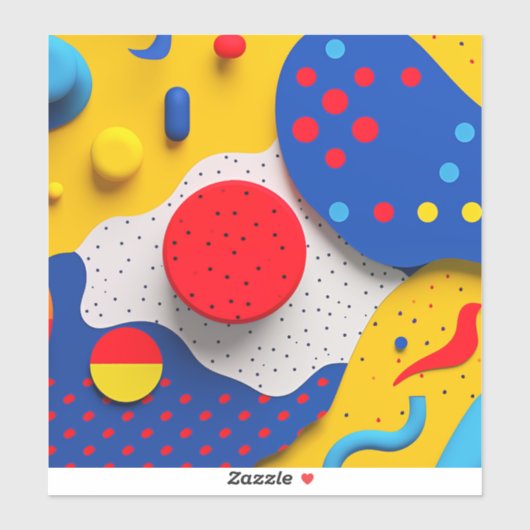 Helle 3D-Formen in Rot, Gelb und Blau Aufkleber (Blatt)