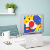 Helle 3D-Formen in Rot, Gelb und Blau Aufkleber (Laptop auf Schreibtisch)