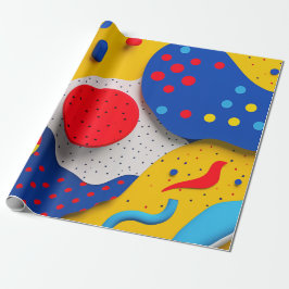 Helle 3D-Formen in Rot, Gelb und Blau Geschenkpapier