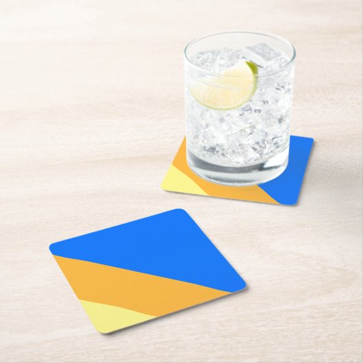 Helle 70er Blau Gelb Orange Sommerstreifen Rechteckiger Pappuntersetzer (Vor Ort)