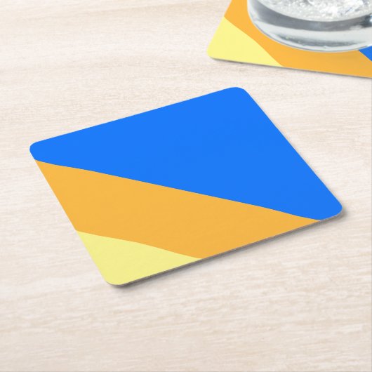 Helle 70er Blau Gelb Orange Sommerstreifen Rechteckiger Pappuntersetzer (angewinkelt)