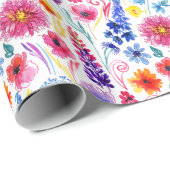 Helle abstrakte Aquarell-Blumen Geschenkpapier (Rolleneckpunkt)