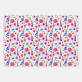 Helle abstrakte Aquarell-Blumen Geschenkpapier Set (Vorderseite 3)