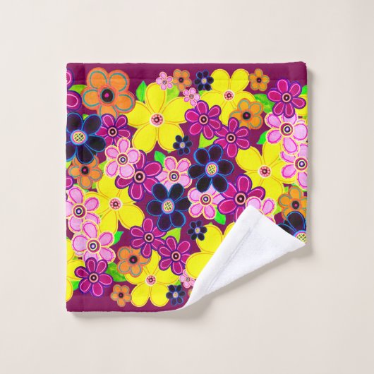 Helle Abstrakte Blume Art Badhandtuch Set (Waschlappen)