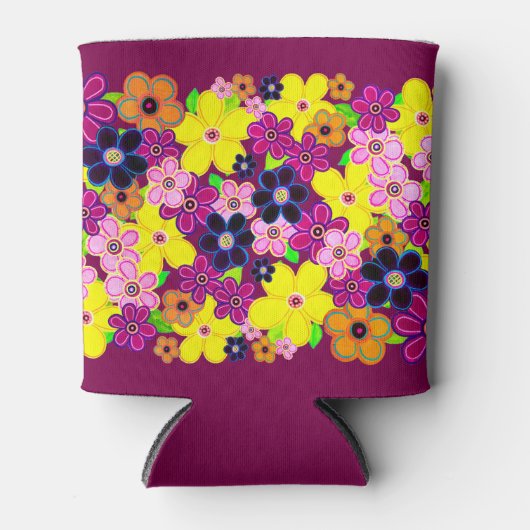 Helle Abstrakte Blume Art Dosenkühler (Vorderseite)