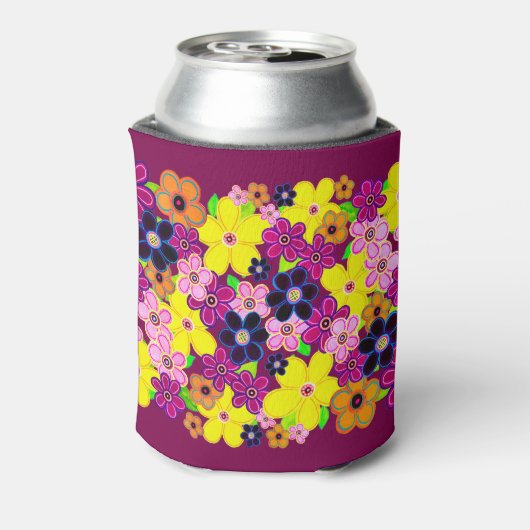 Helle Abstrakte Blume Art Dosenkühler (Kanne Rückseite)