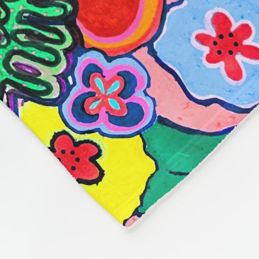 Helle Abstrakte Blume Art Fleecedecke (Ecke)