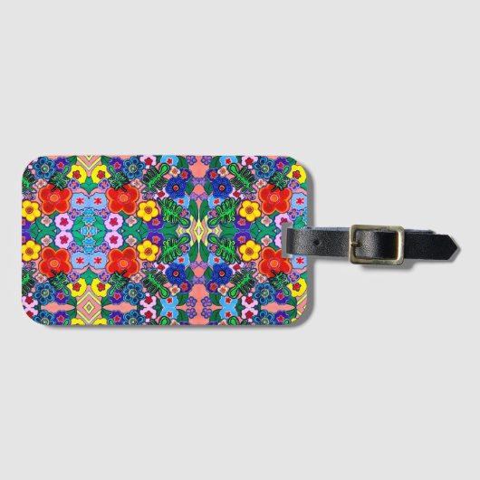 Helle Abstrakte Blume Art Gepäckanhänger (Vorderseite (Horizontal))