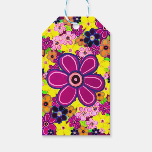 Helle Abstrakte Blume Art Geschenkanhänger (Vorderseite)