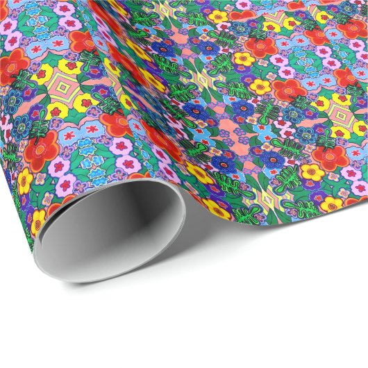 Helle Abstrakte Blume Art Geschenkpapier (Rolleneckpunkt)