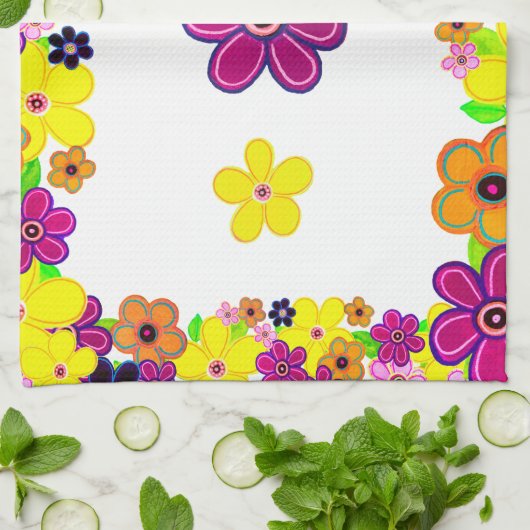 Helle Abstrakte Blume Art Geschirrtuch (Gefaltet)