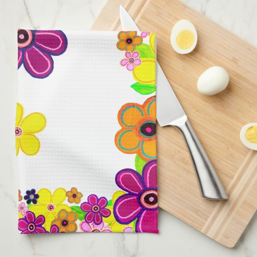 Helle Abstrakte Blume Art Geschirrtuch (Viertel Falte)