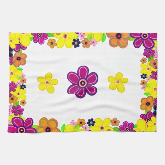 Helle Abstrakte Blume Art Geschirrtuch (Horizontal)