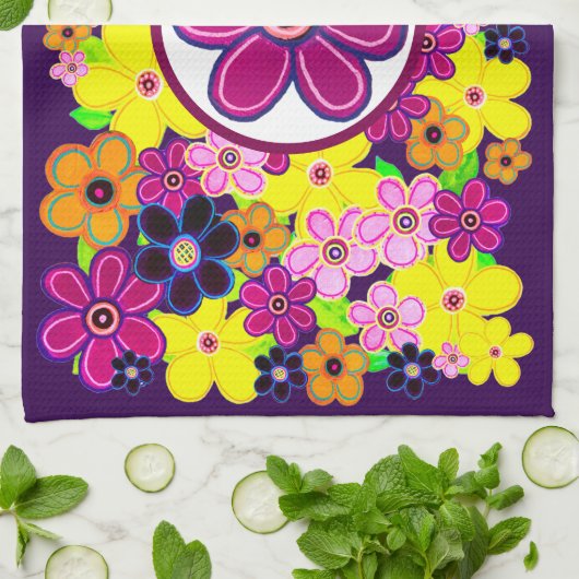 Helle Abstrakte Blume Art Geschirrtuch (Gefaltet)