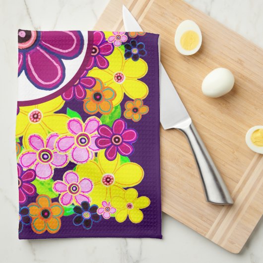 Helle Abstrakte Blume Art Geschirrtuch (Viertel Falte)