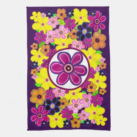 Helle Abstrakte Blume Art Geschirrtuch (Vertikal)