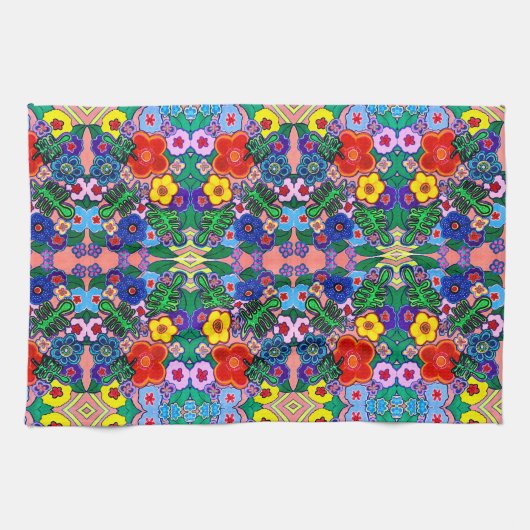 Helle Abstrakte Blume Art Geschirrtuch (Horizontal)