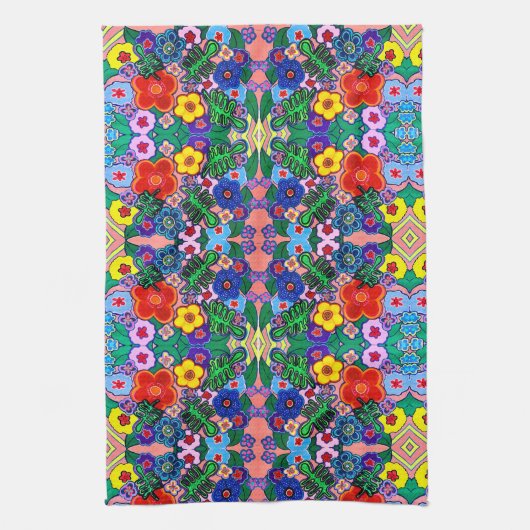 Helle Abstrakte Blume Art Geschirrtuch (Vertikal)