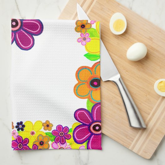 Helle Abstrakte Blume Art Geschirrtuch (Viertel Falte)