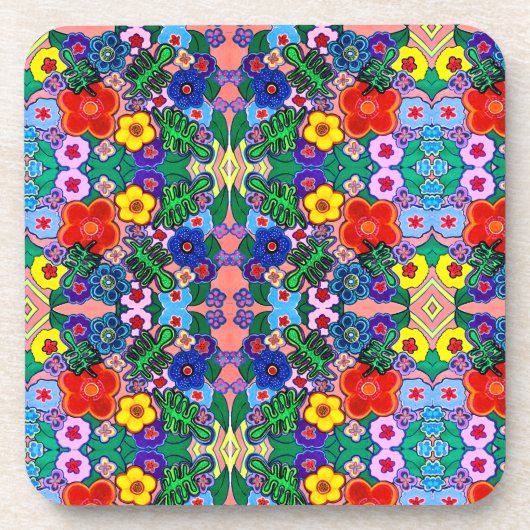 Helle Abstrakte Blume Art Getränkeuntersetzer (Vorderseite)